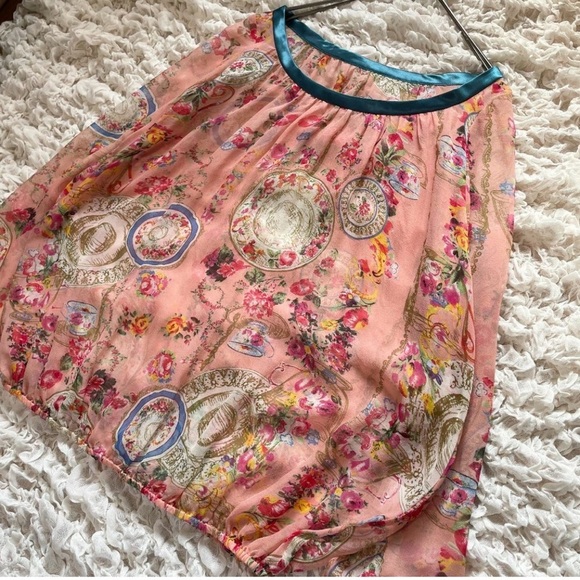 Cynthia Rowley Afternoon Tea Silk Top | Vintage/ blouson cut - Picture 1 of 14